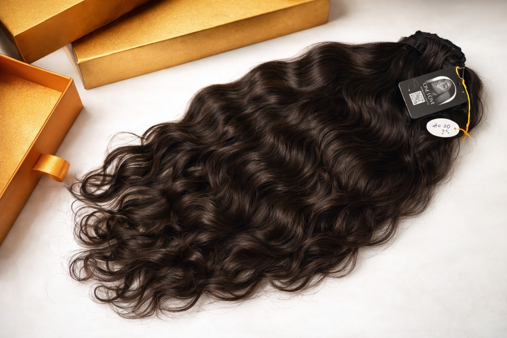 Unbehandelte indische Remy-Haarverlängerungen, gewellt – von einer einzelnen Spenderin