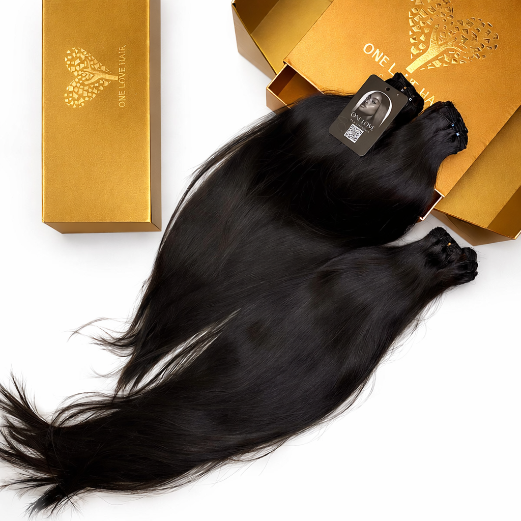 Unbehandelte indische Remy-Haarverlängerungen, glatt – von einer einzelnen Spenderin