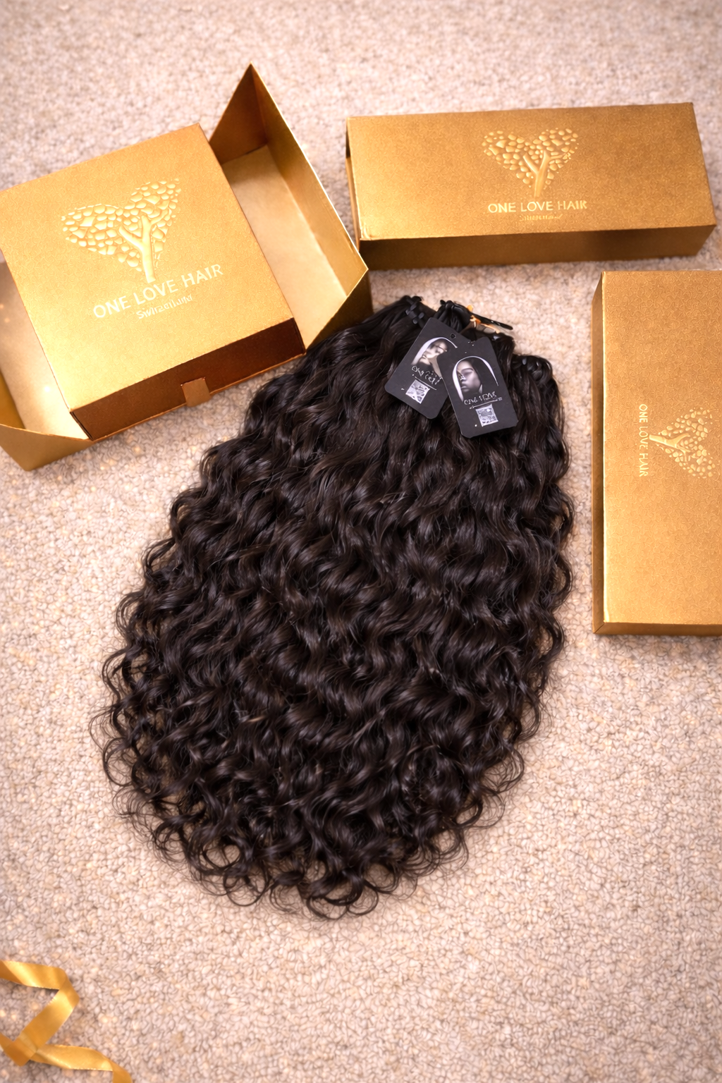 Hochwertige, unbehandelte indische Remy-Haarverlängerungen, lockig • Jetzt kaufen, später bezahlen