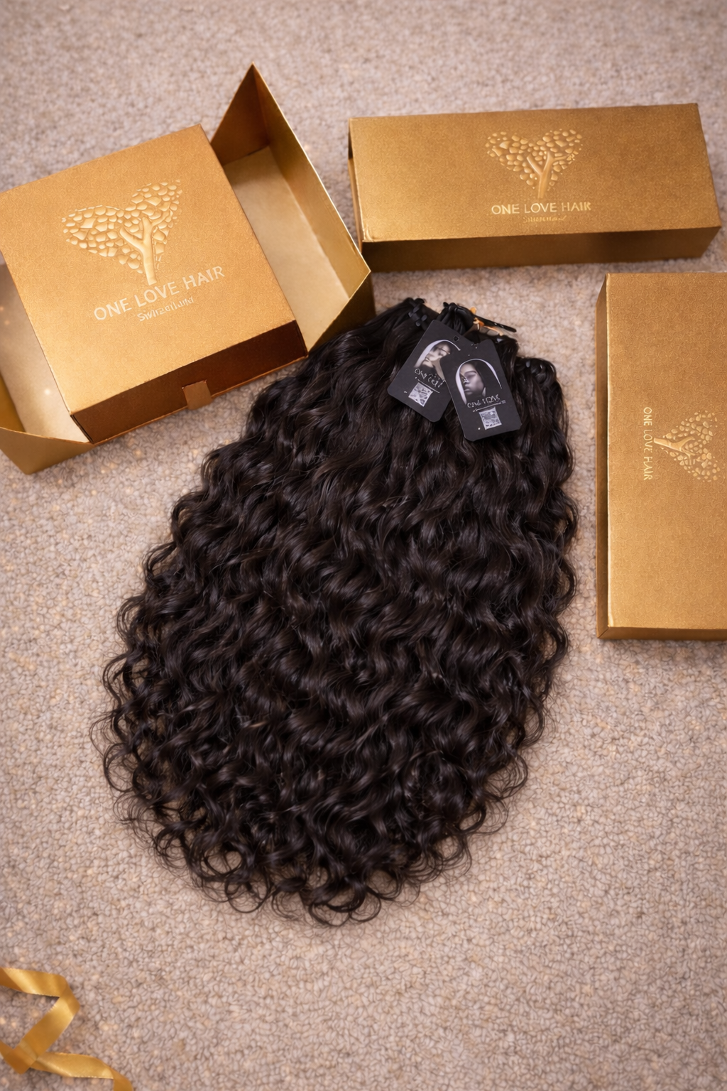 Hochwertige, unbehandelte indische Remy-Haarverlängerungen, lockig • Jetzt kaufen, später bezahlen