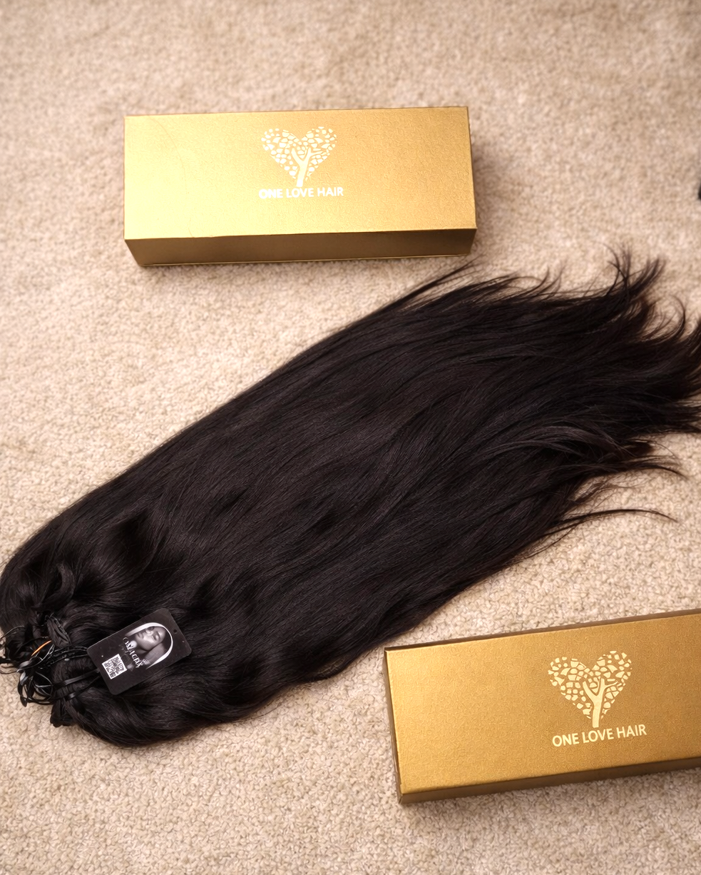 Unbehandelte indische Remy-Haarverlängerungen, glatt – von einer einzelnen Spenderin